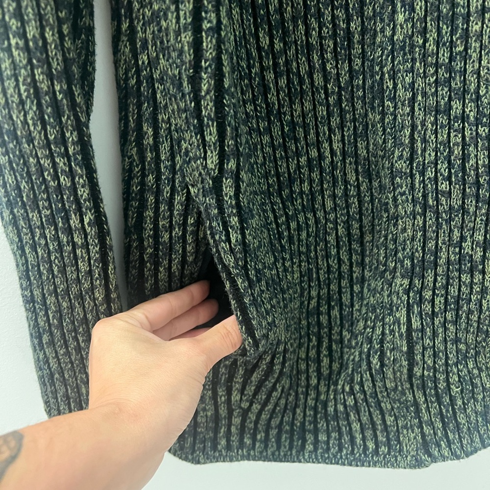 Open-Front Ribbed Knit Cardigan - Green - Picture 8 of 11